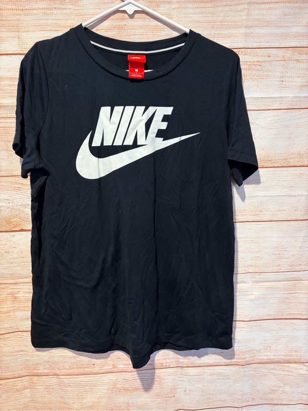 Nike Black Short-Sleeve Tee with White Swoosh Logo